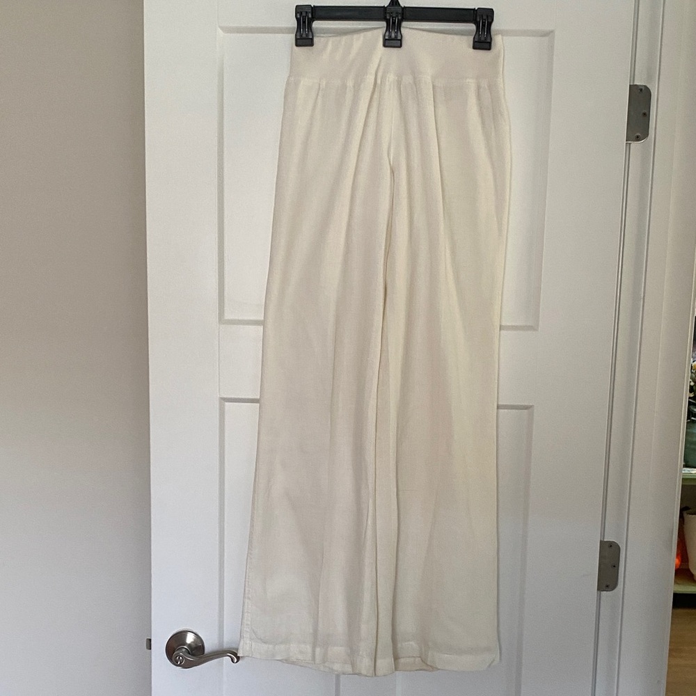 Calvin Klein Cream Wide-Leg Trousers